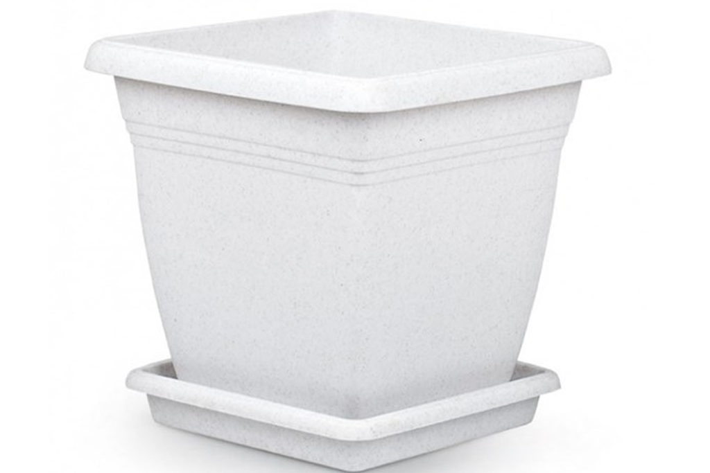 Кашпо Вилла 32 л белый квадрат