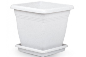 Кашпо Вилла 32 л белый квадрат