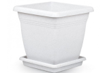 Кашпо Вилла 32 л белый квадрат